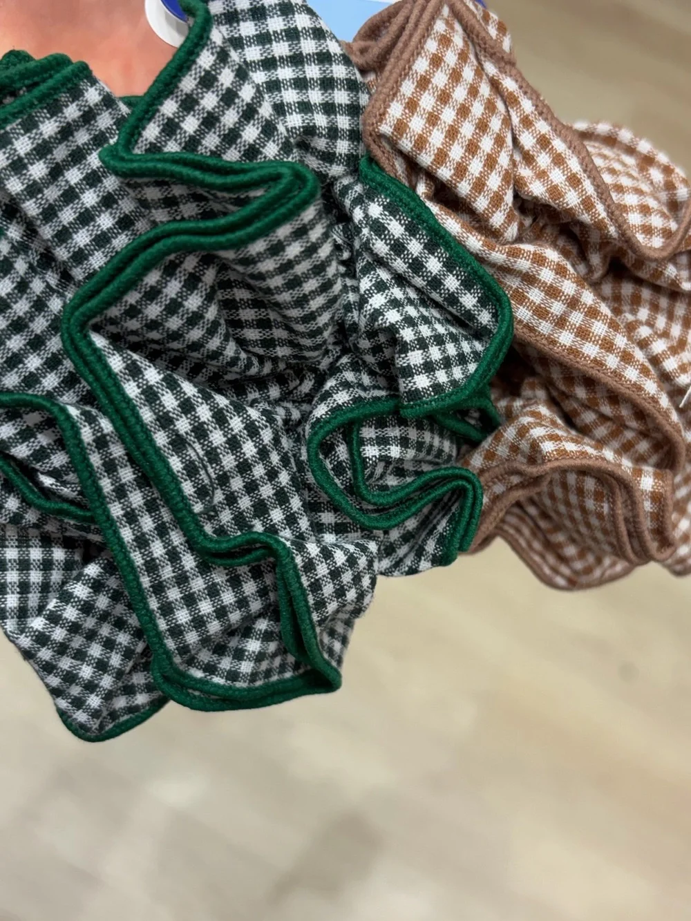 NWT ⚜️🤎⚜️ Sunday State Gingham Cotton Scrunchies Set of 2
